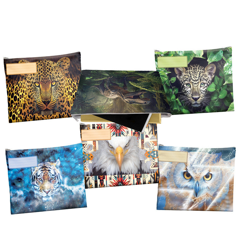 Abstract Wild Life Subject Savvy Book Bags Set Of 6