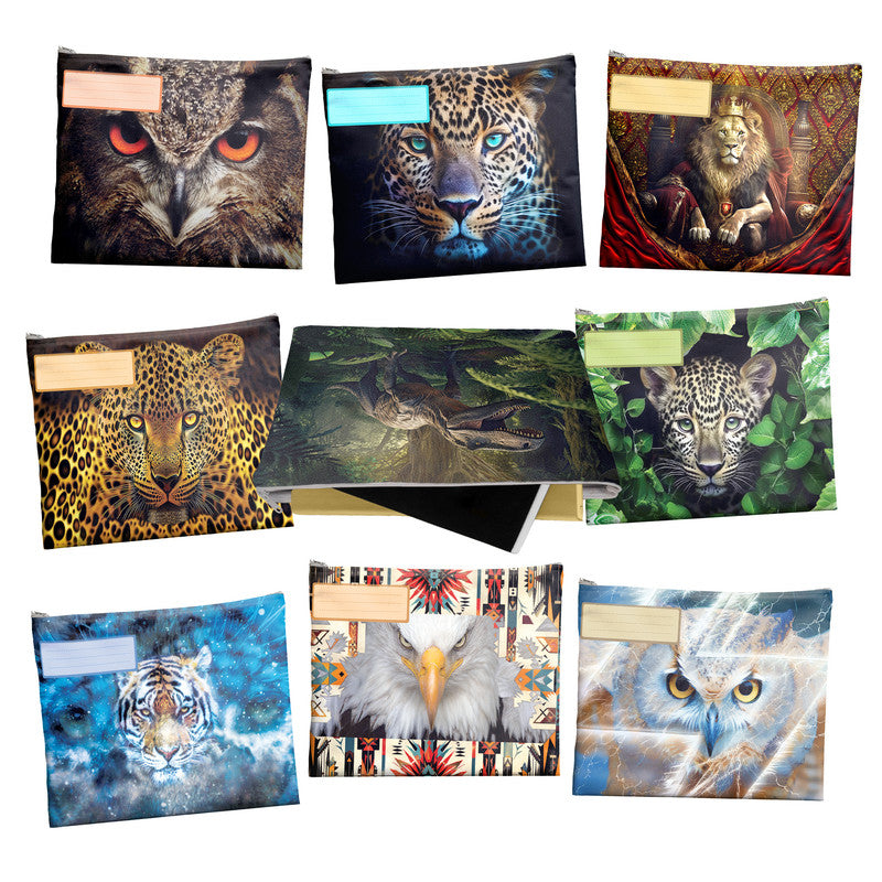 Abstract Wild Life Subject Savvy Book Bags Set Of 9