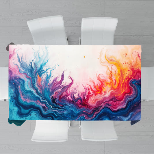 Abstract Colour Wave Rectangle Tablecloth