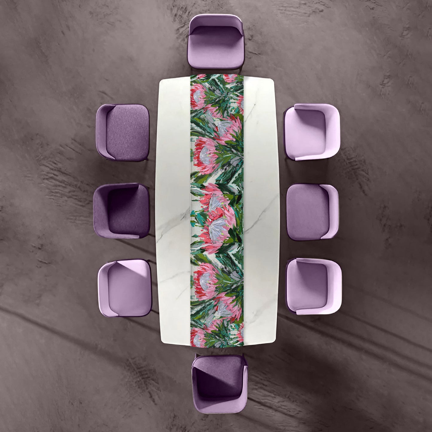 Abstract Double King Protea By Juanette Menderoi Table Runner