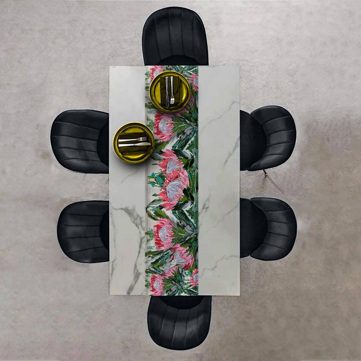 Abstract Double King Protea By Juanette Menderoi Table Runner