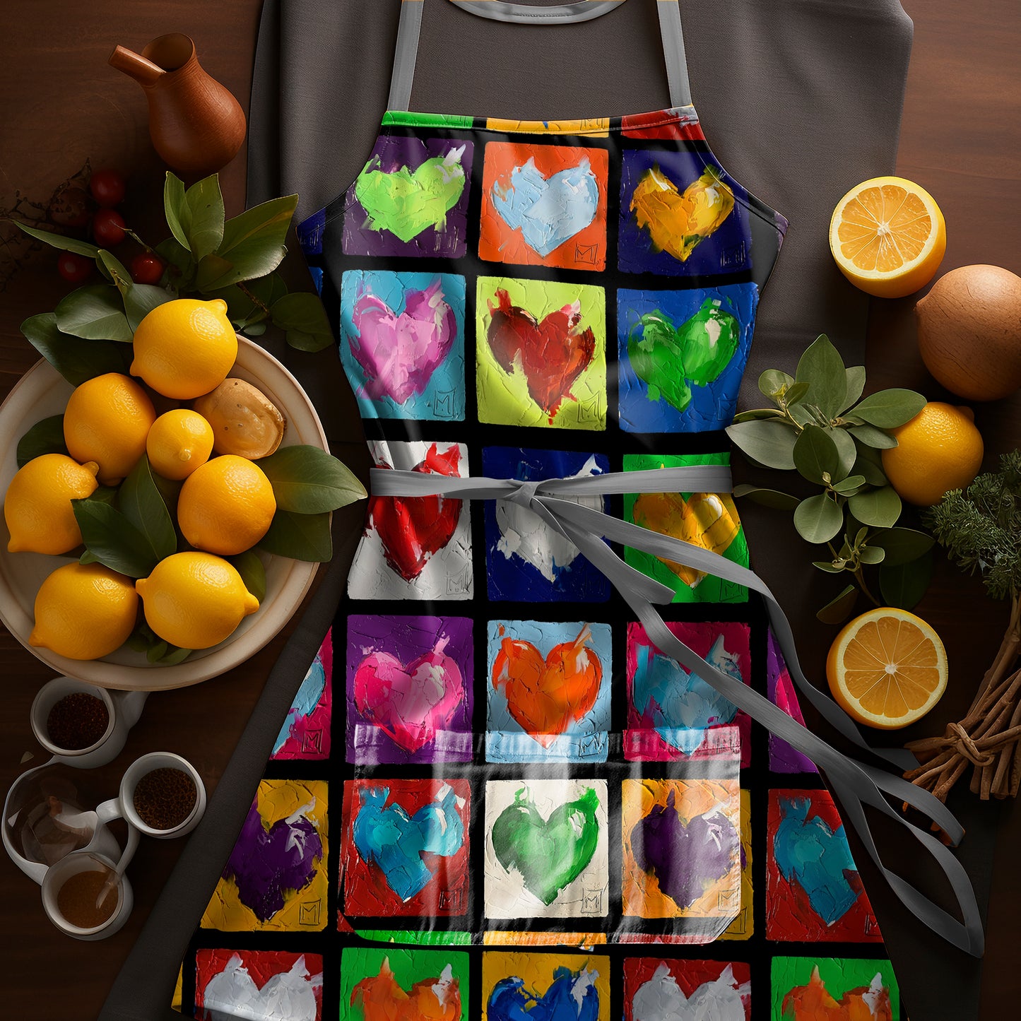 Abstract Heart Pattern by Juanette Menderoi Medium Length Apron