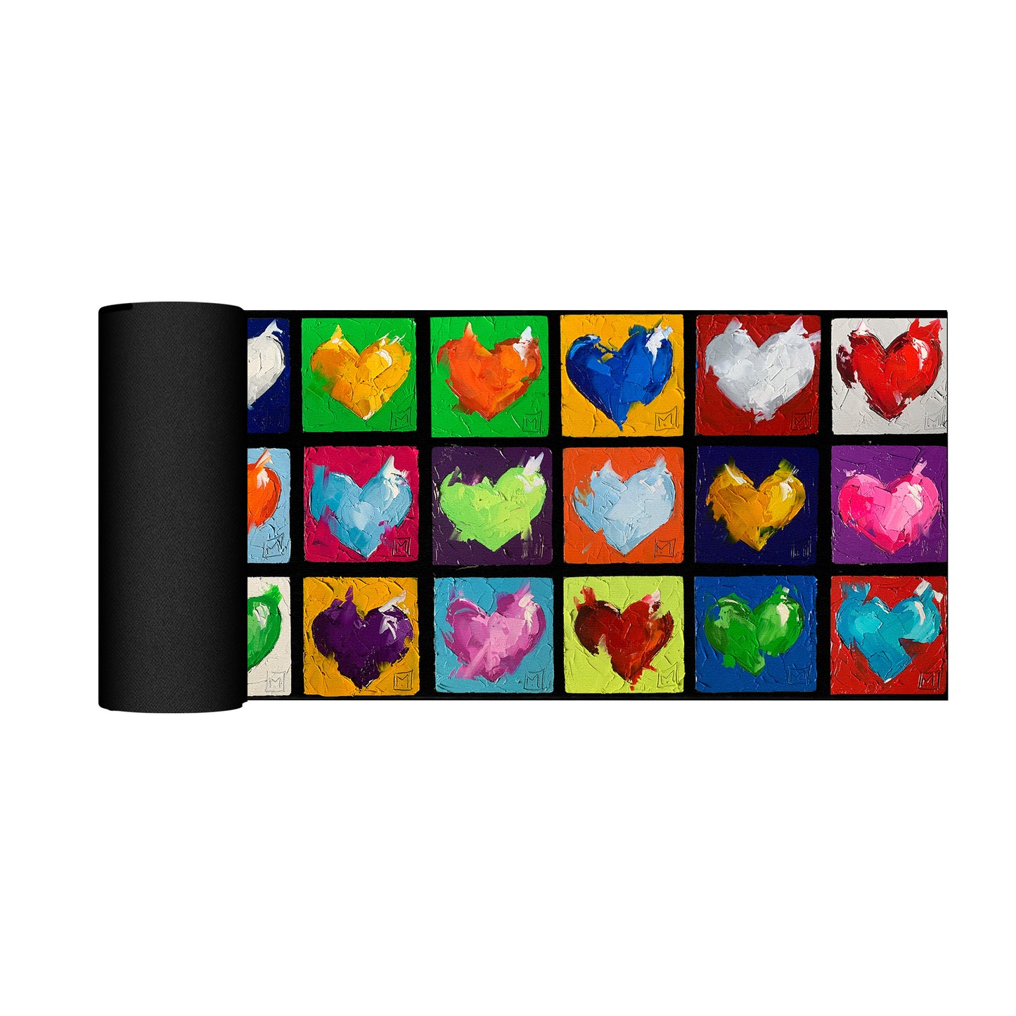 Abstract Hearts Blue Orange Desk Pad by Juanette Menderoi