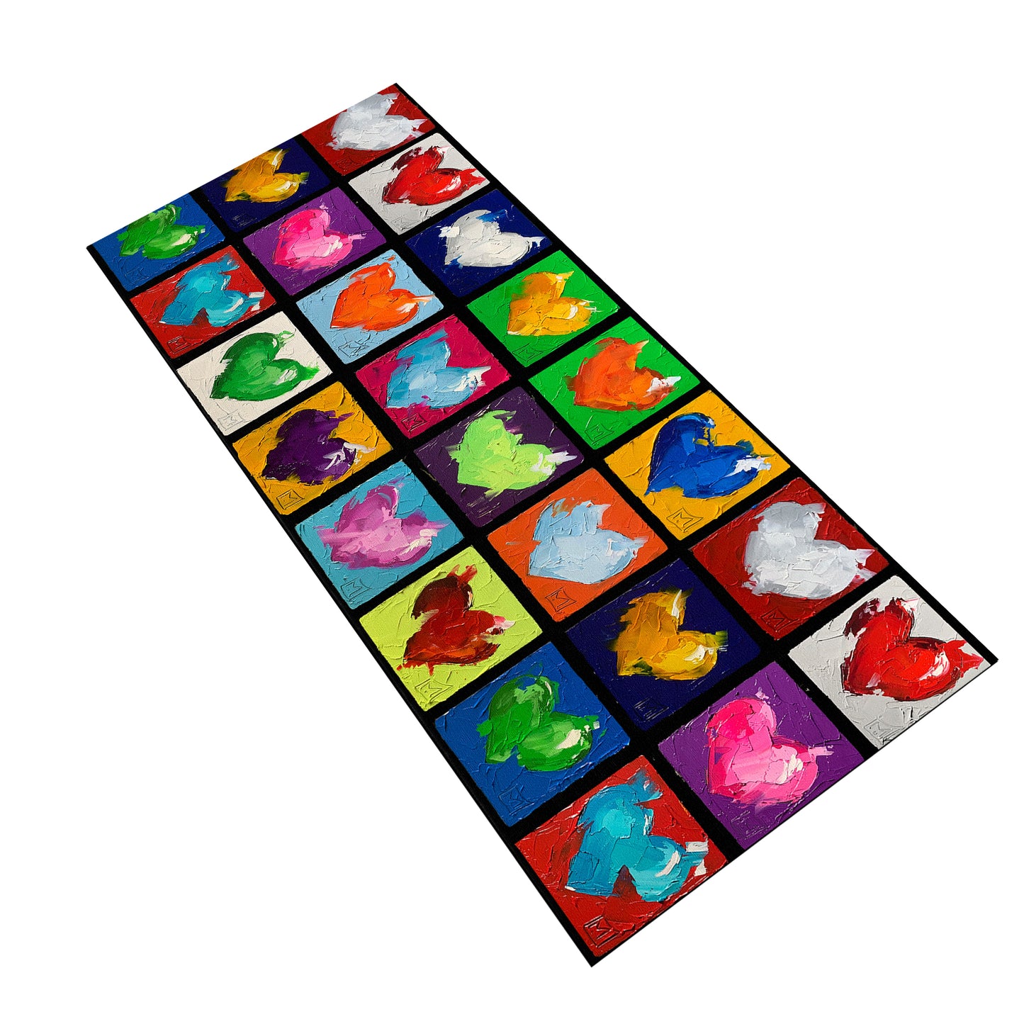Abstract Hearts Blue Orange Desk Pad by Juanette Menderoi