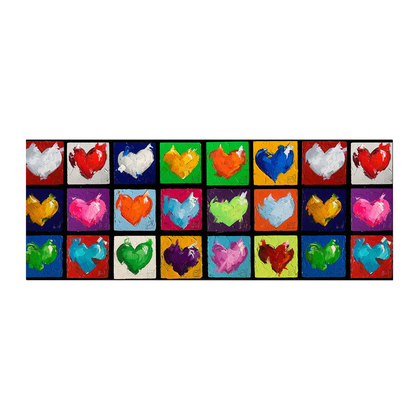 Abstract Hearts Blue Orange Desk Pad by Juanette Menderoi