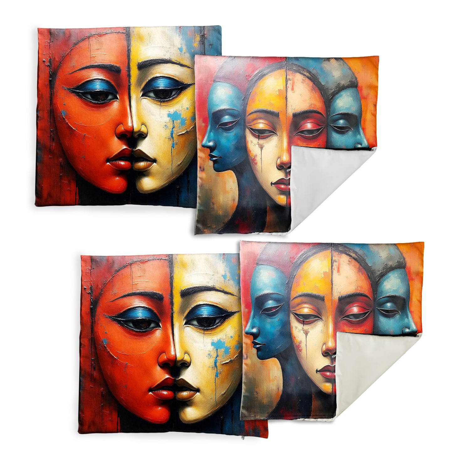Abstract Mirage of Faces Luxury Scatter Covers (Set of 4)