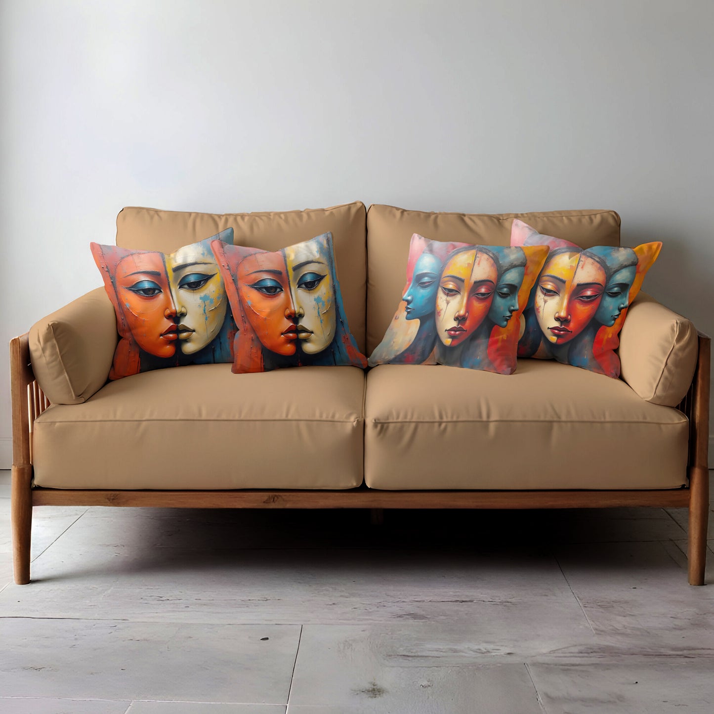 Abstract Mirage of Faces Luxury Scatter Covers (Set of 4)