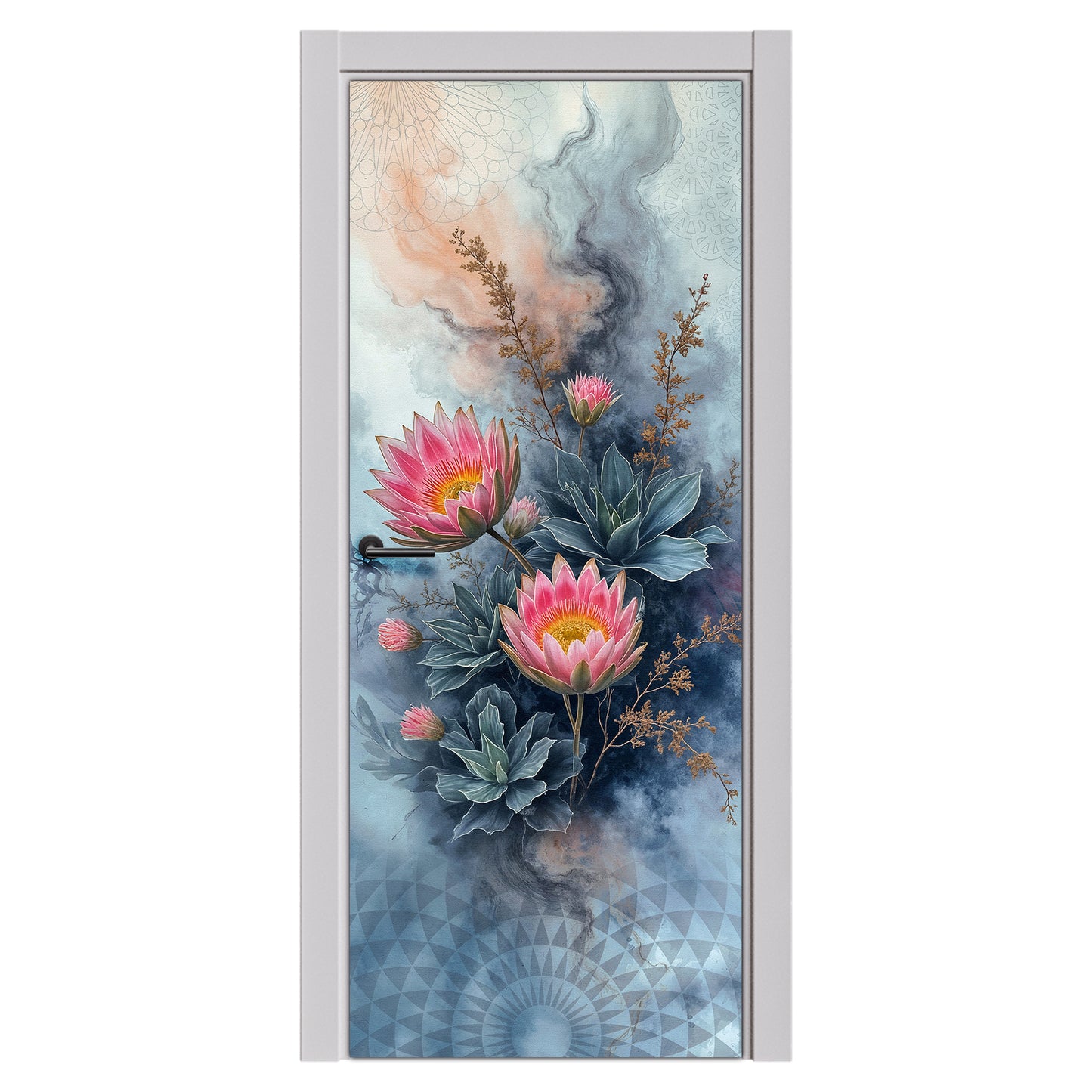 Abstract Protea Door Decoupage
