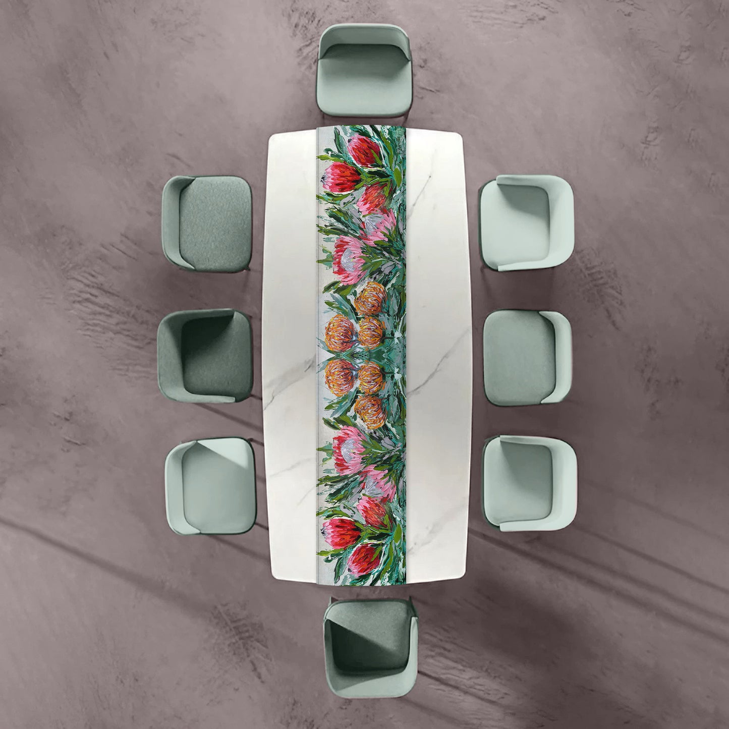 Abstract Protea Mix By Juanette Menderoi Table Runner