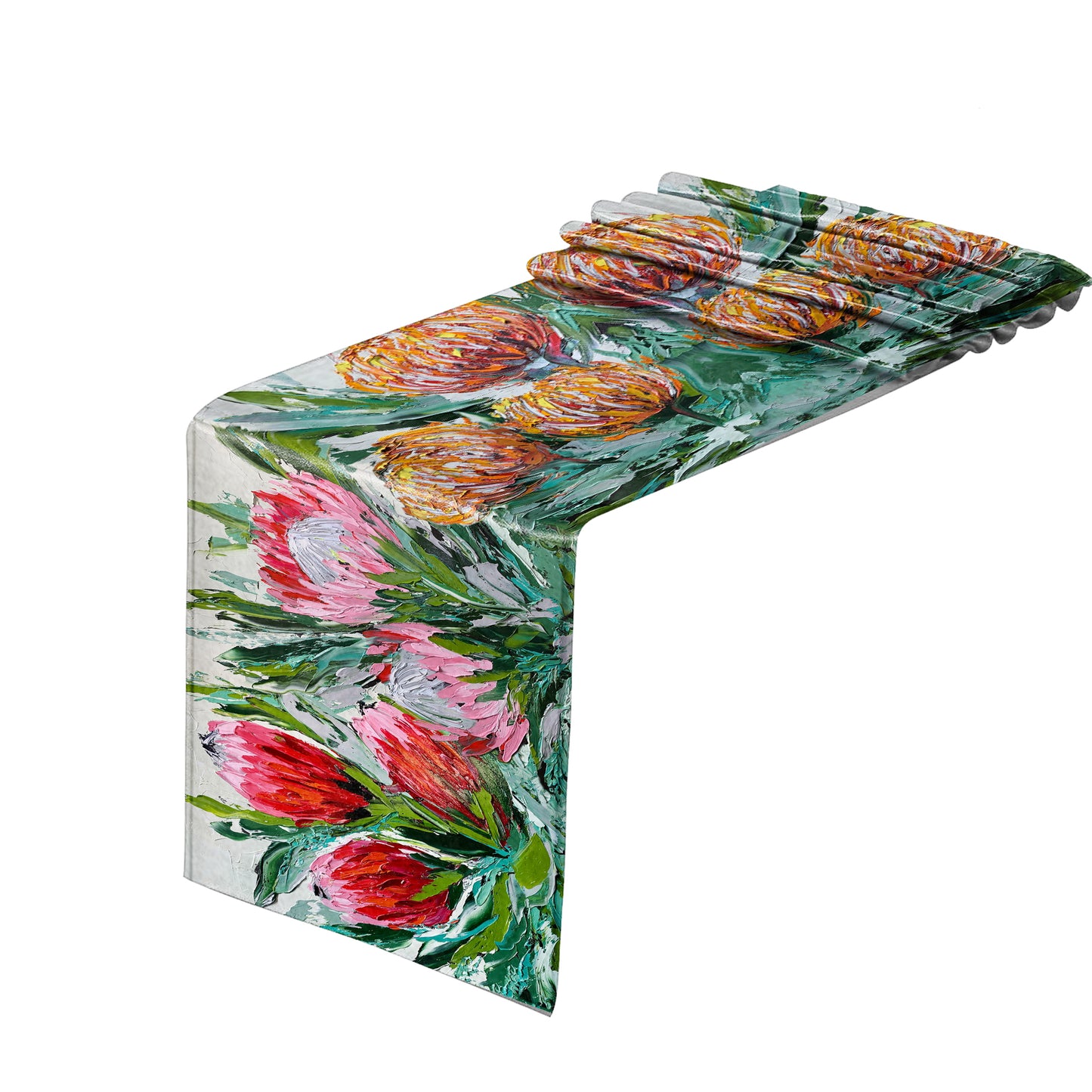 Abstract Protea Mix By Juanette Menderoi Table Runner