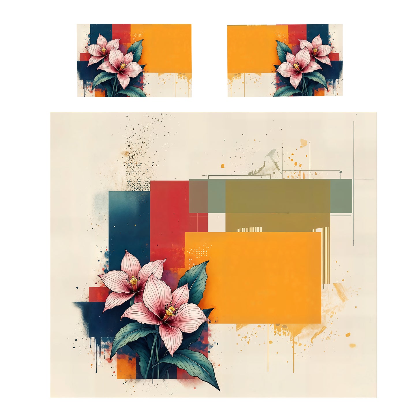 Abstract Sunset Lily Duvet Cover Set