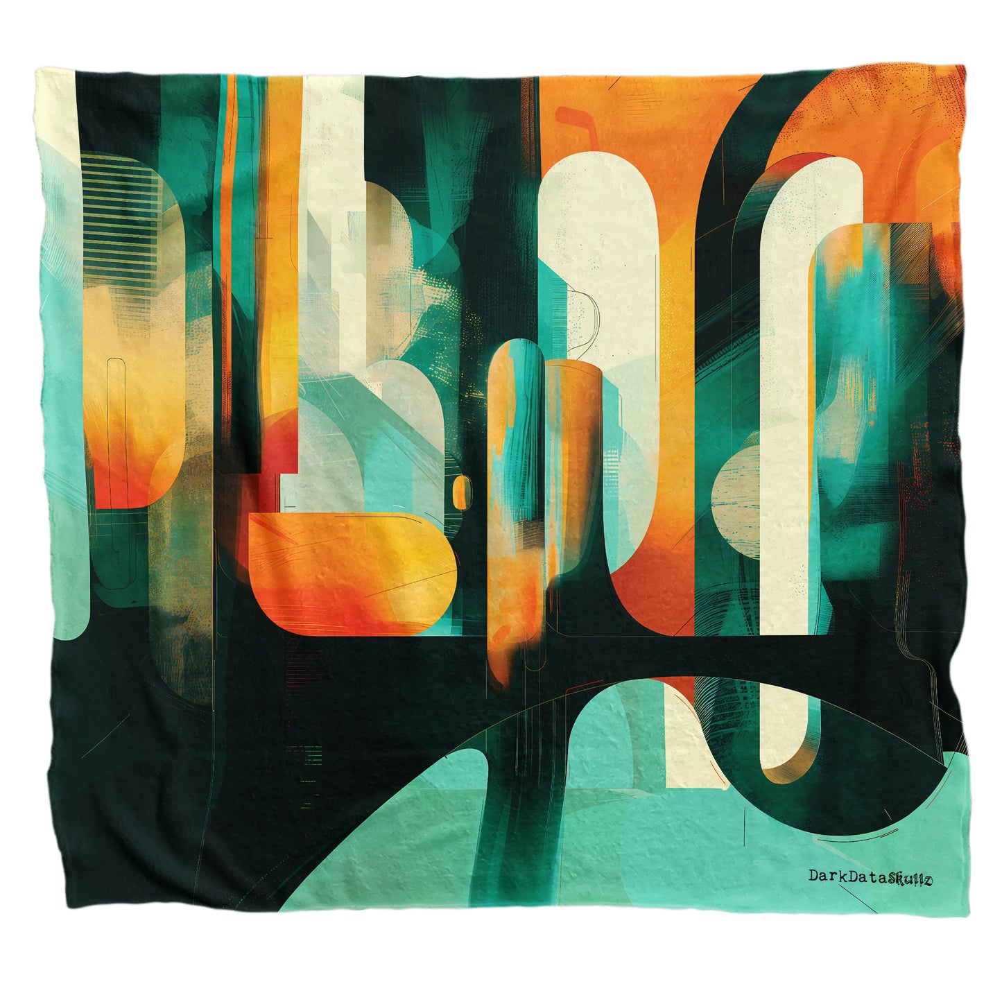 Abstract Teal and Orange Light Weight Fleece Blanket by Wikus Schalkwyk