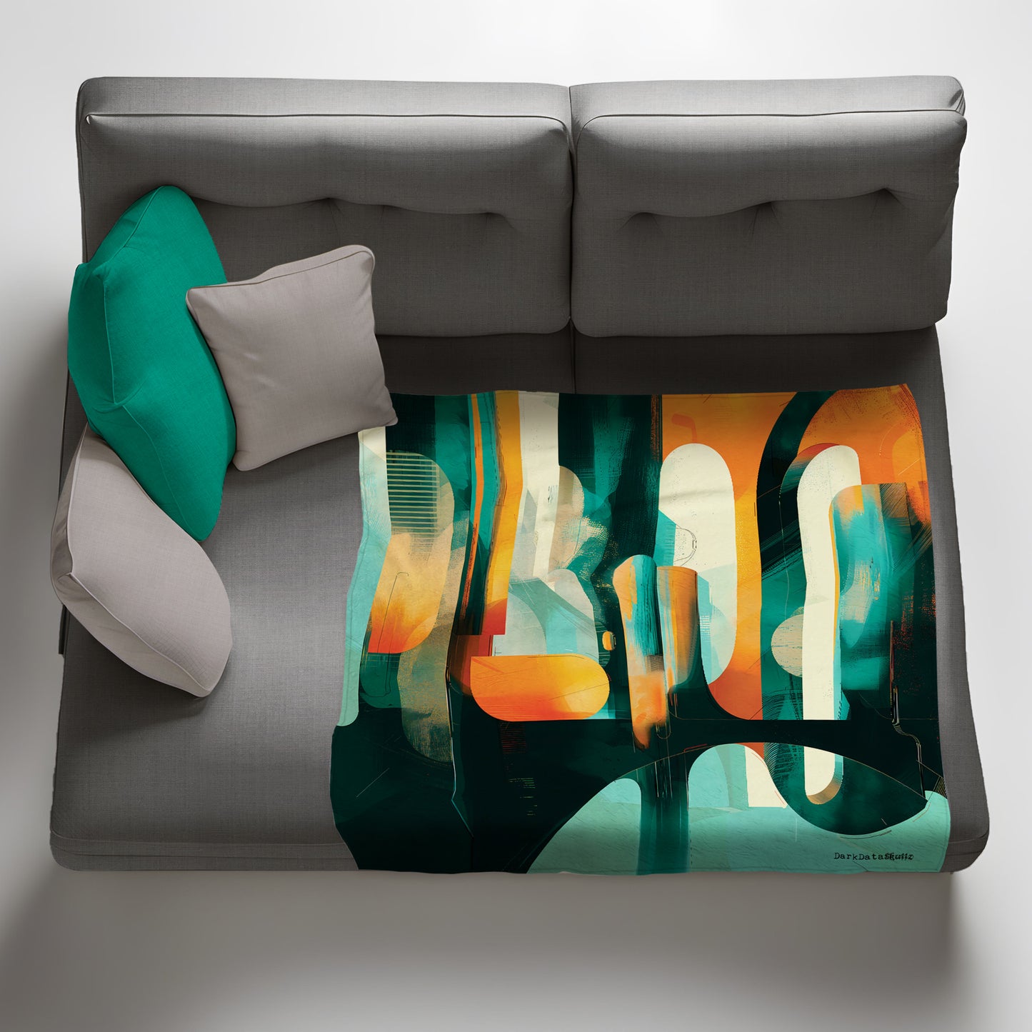 Abstract Teal and Orange Light Weight Fleece Blanket by Wikus Schalkwyk