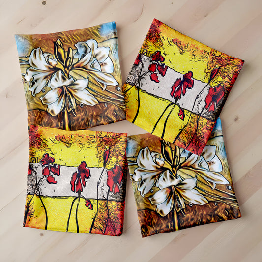 Abstract Flower Glass Effect Luxury Scatter Covers (Set of 4)