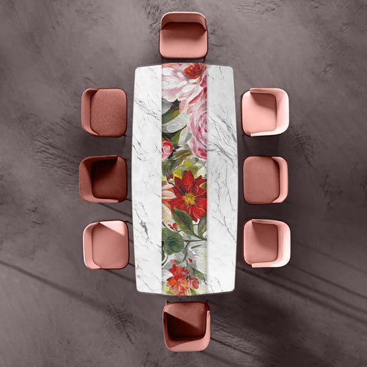 Abstract Red and Pink Floral Pattern Table Runner By Mark van Vuuren