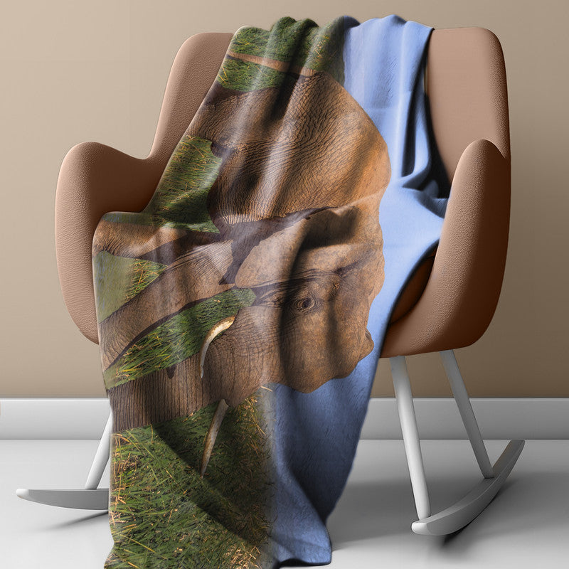 Addo Elephant Loxodonta Light Weigt Fleece Blanket By Fanie Heymans