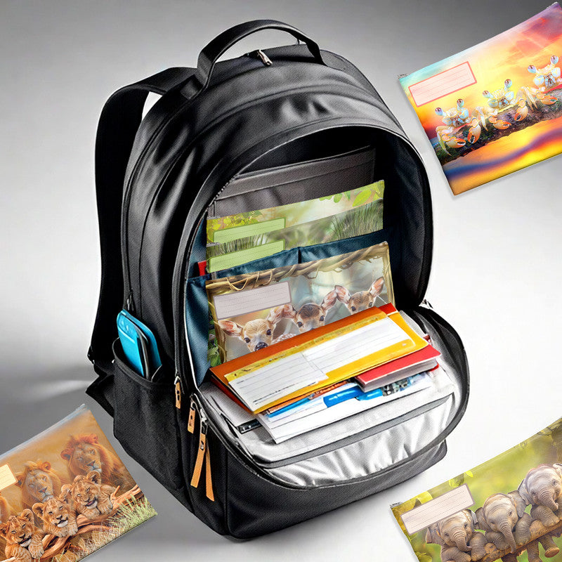 Adorable Animals Subject Savvy Book Bags Set Of 6