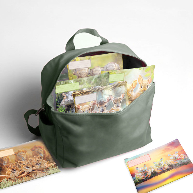 Adorable Animals Subject Savvy Book Bags Set Of 6