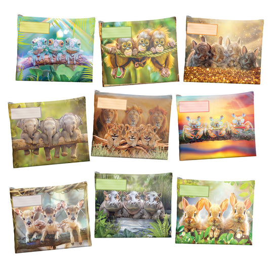 Adorable Animals Subject Savvy Book Bags Set Of 9