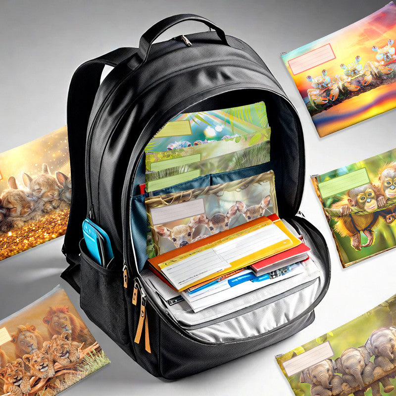 Adorable Animals Subject Savvy Book Bags Set Of 9