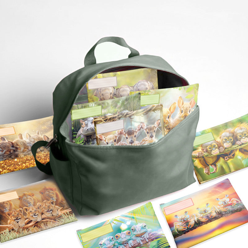 Adorable Animals Subject Savvy Book Bags Set Of 9
