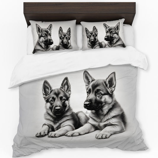 Adorable Watchers German Shepherd Duvet Cover Set by Nathan Pieterse