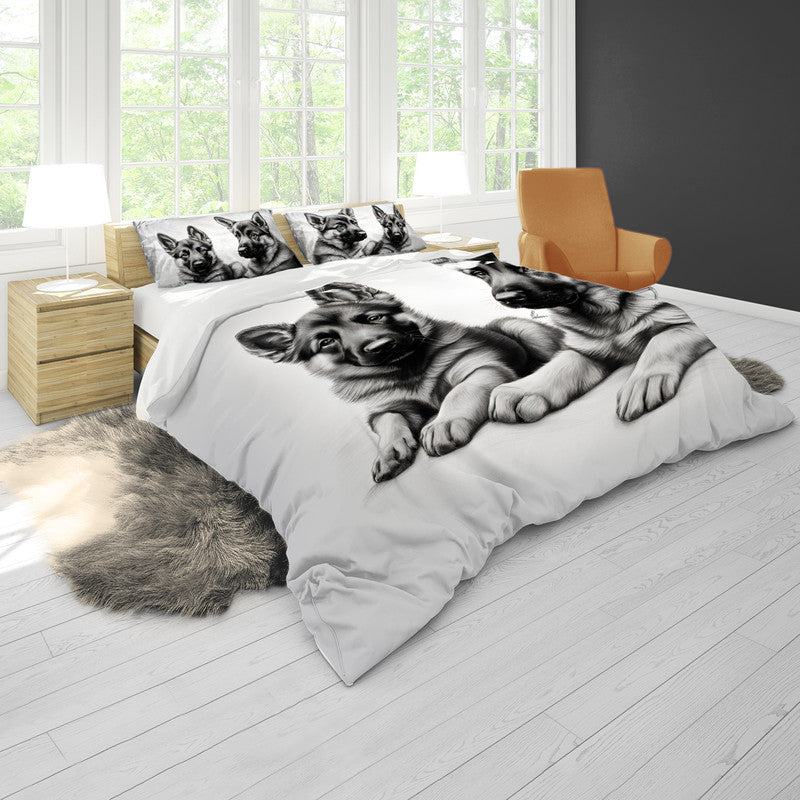 Adorable Watchers German Shepherd Duvet Cover Set by Nathan Pieterse