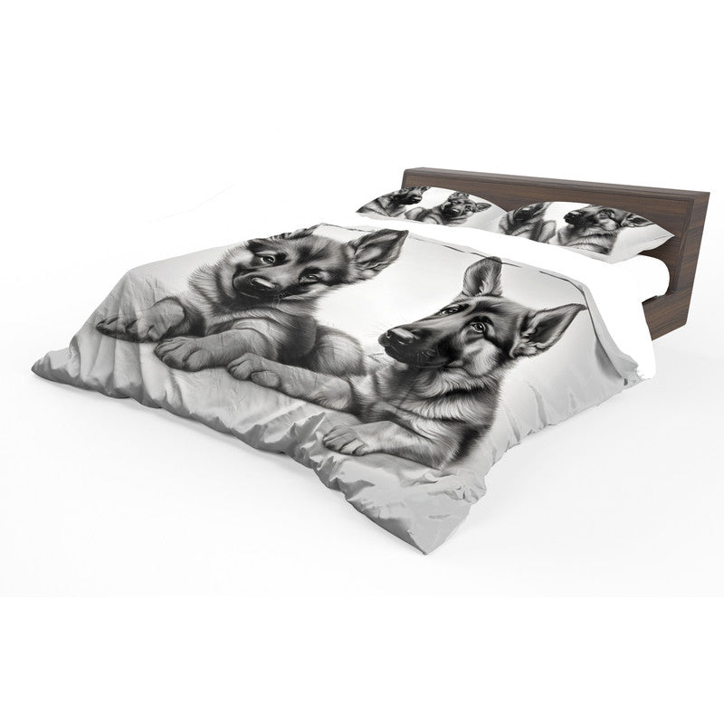 Adorable Watchers German Shepherd Duvet Cover Set by Nathan Pieterse
