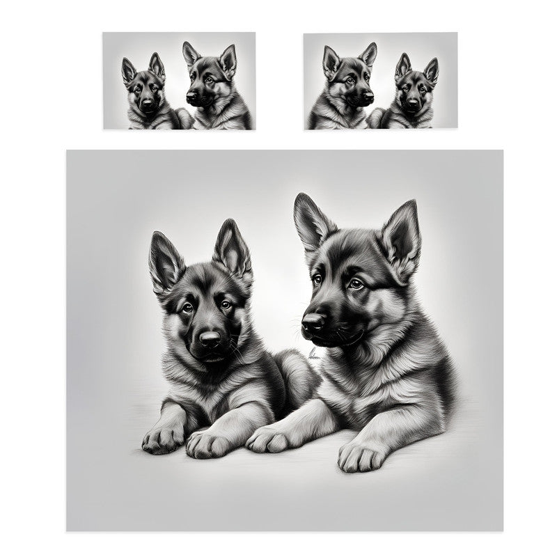Adorable Watchers German Shepherd Duvet Cover Set by Nathan Pieterse