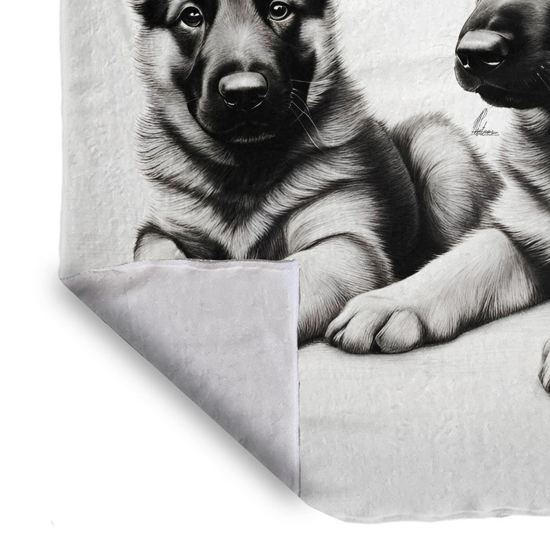 Adorable Watchers German Shepherd Light Weight Fleece Blanket by Nathan Pieterse