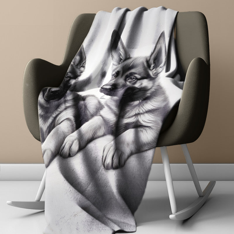 Adorable Watchers German Shepherd Light Weight Fleece Blanket by Nathan Pieterse