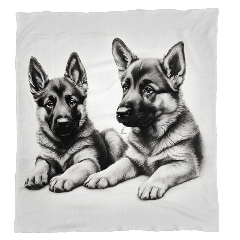 Adorable Watchers German Shepherds Light Weight Fleece Blanket by Nathan Pieterse