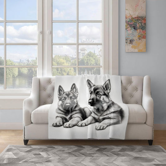 Adorable Watchers German Shepherds Light Weight Fleece Blanket by Nathan Pieterse