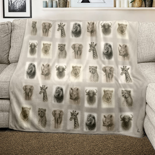 Africa's Animals Light Weight Fleece Blanket by Nathan Pieterse