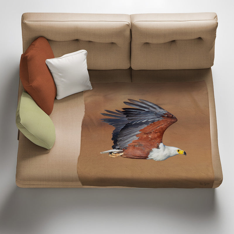 African Fish Eagle Kruger Light Weight Fleece Blanket by Fanie Heymans