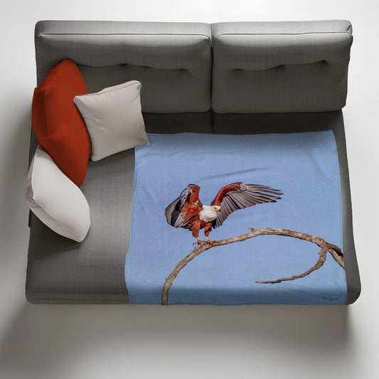 African Fish Eagle Light Weight Fleece Blanket by Fanie Heymans