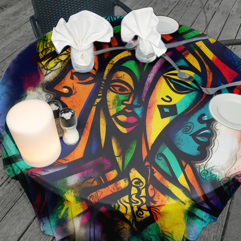 African Hue Round Tablecloth