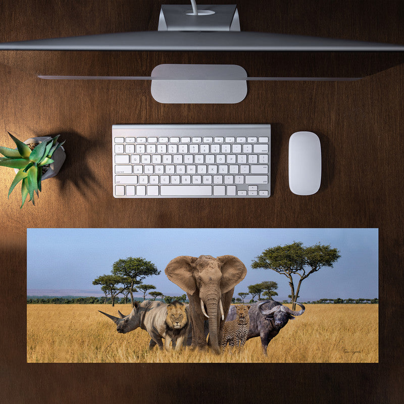 African Landscape Big 5 Desk Pad by Fanie Heymans