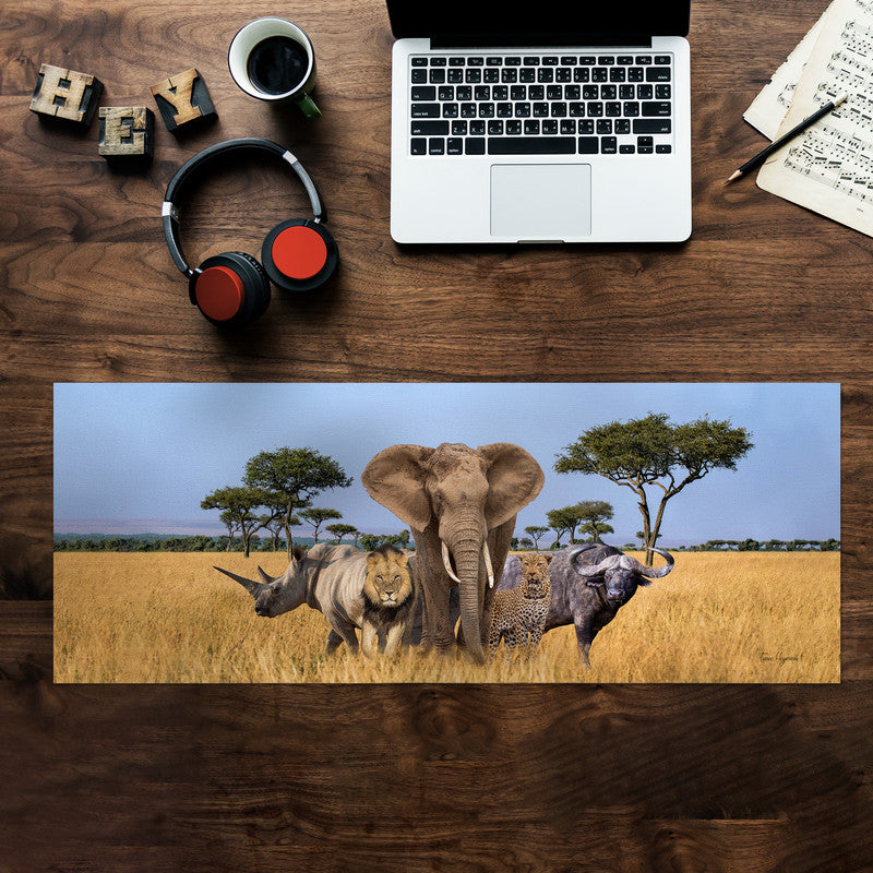 African Landscape Big 5 Desk Pad by Fanie Heymans