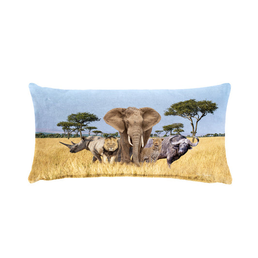 African Landscape Big 5 Oblong Luxury Scatter by Fanie Heymans