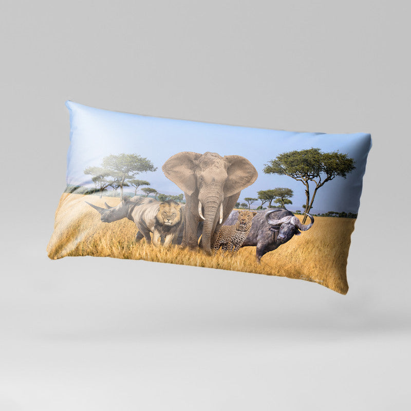 African Landscape Big 5 Oblong Luxury Scatter by Fanie Heymans