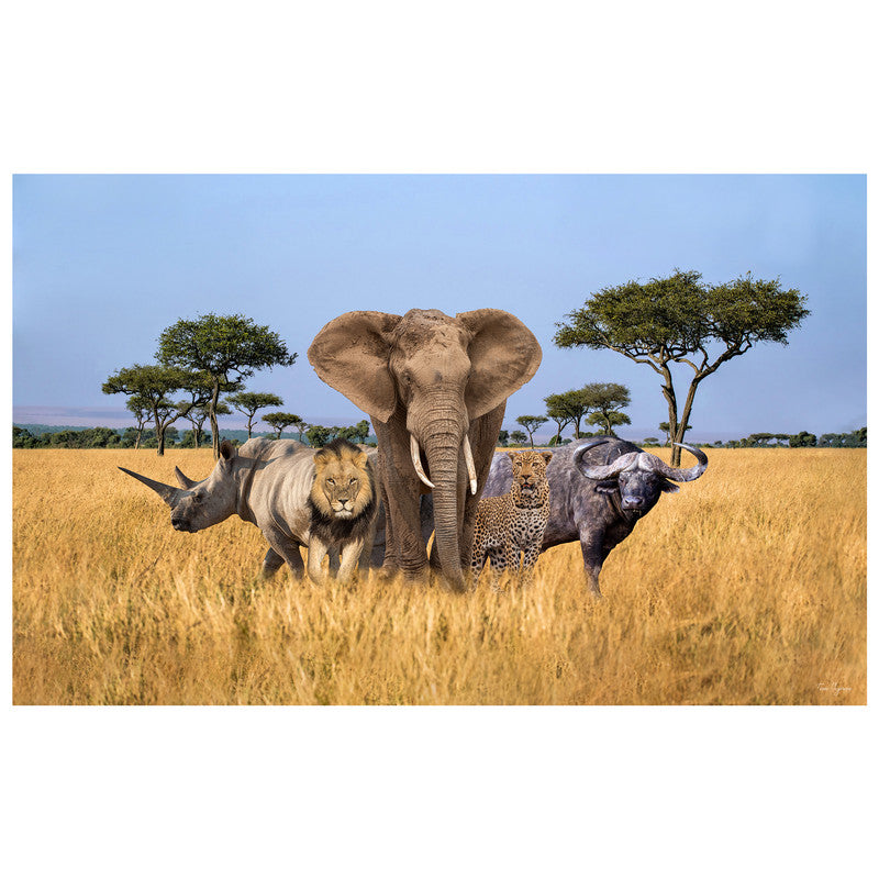 African Landscape Big 5 Rectangle Tablecloth by Fanie Heymans