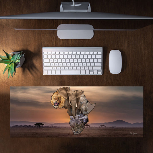 African Map Big 5 Large Desk Pad by Fanie Heymans