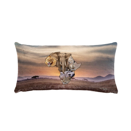 African Map Big 5 Oblong Luxury Scatter by Fanie Heymans
