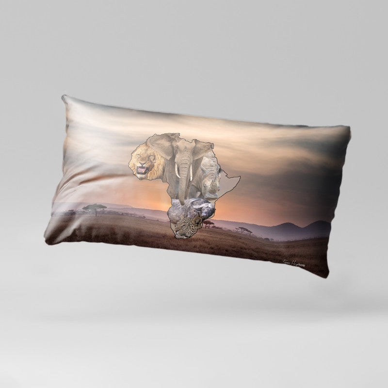 African Map Big 5 Oblong Luxury Scatter by Fanie Heymans