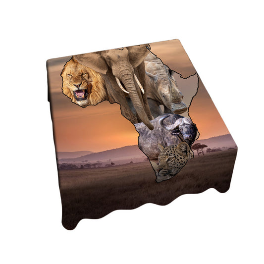 African Map Big 5 Square Tablecloth by Fanie Heymans