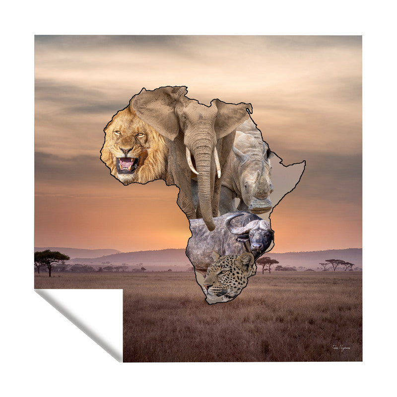 African Map Big 5 Square Tablecloth by Fanie Heymans