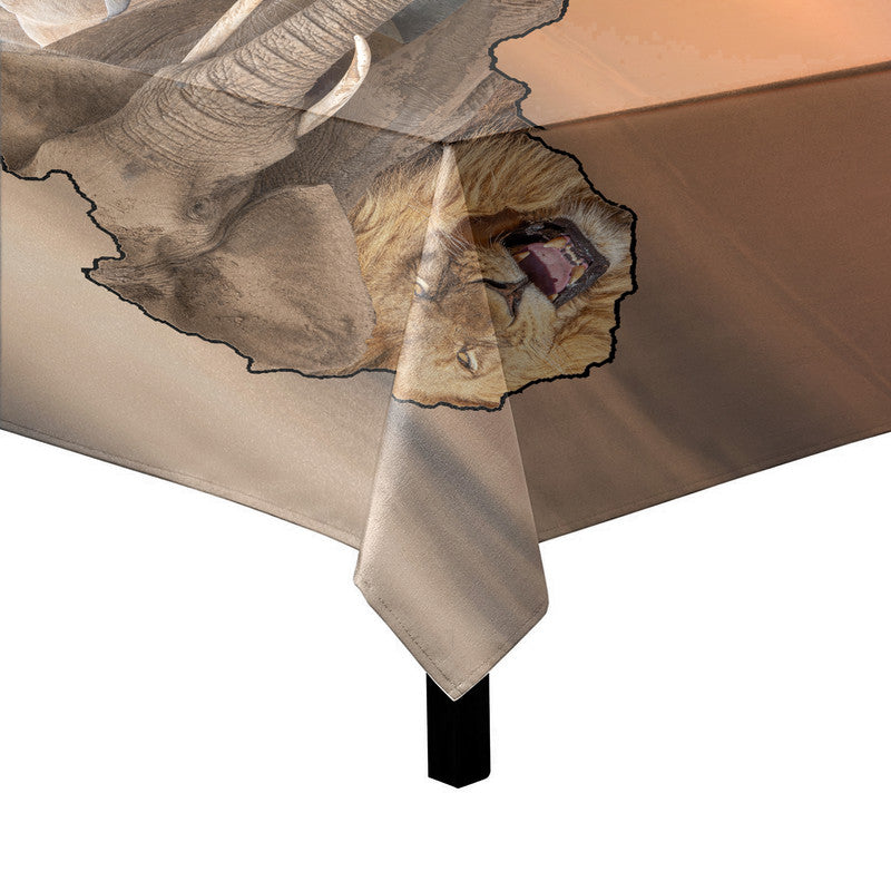 African Map Big 5 Square Tablecloth by Fanie Heymans