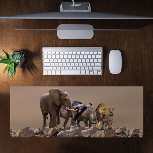 African Rock Big 5 Large Desk Pad by Fanie Heymans