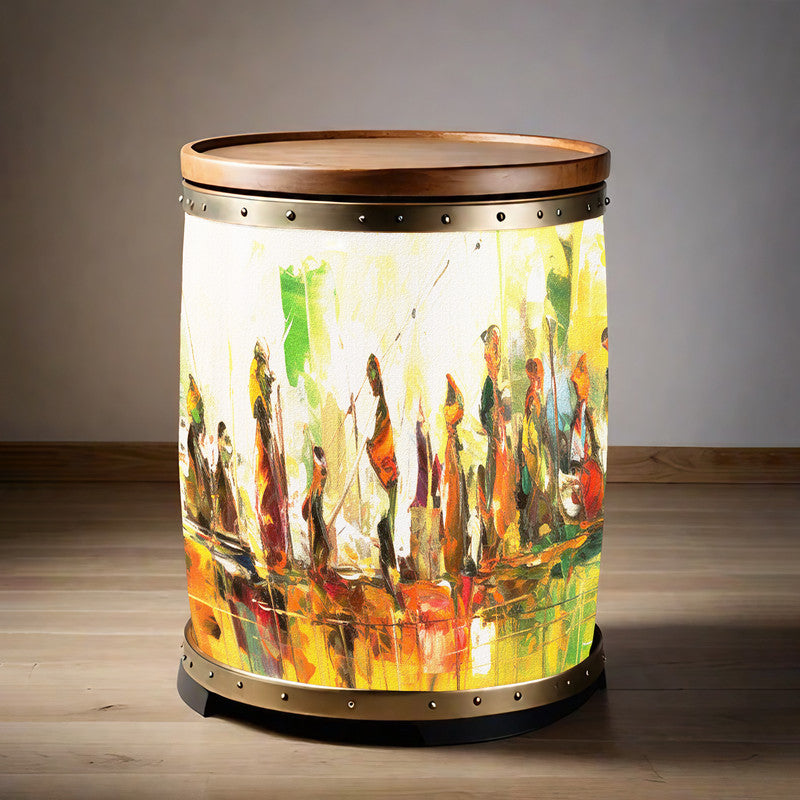 African Tribes Decoupage Drum Cover